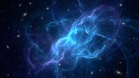 Blue cosmic energy waves flowing through deep space with bright stars and nebula formations creating mystical atmosphere for sci-fi backgrounds.