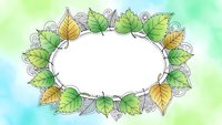 Watercolor leaf frame with decorative oval border on gradient background for spring summer design projects and natural themed graphics.