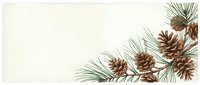 Pine branches with cones on a cream background, vintage botanical style with copy space for holiday cards, invitations, and seasonal designs.