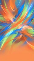 Vibrant abstract swirling ribbons in orange blue green creating dynamic flowing motion with luminous gradient effects for modern digital design backgrounds.