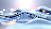 Smooth flowing liquid wave with soft bokeh lights creating elegant ripples and curves in blue and pink tones against blurred background.