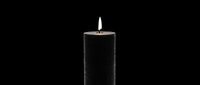 Black pillar candle isolated on transparent background, ready for design use on t-shirts, stickers, print-on-demand products, sublimation, and digital crafts.