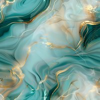 Luxurious turquoise and gold marble effect with flowing liquid texture creates elegant abstract background for modern interior design and luxury packaging.