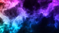 Vibrant colorful smoke clouds in motion against dark background, flowing from pink to purple and turquoise blue creating ethereal atmospheric effect.