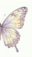 Watercolor butterfly with purple and yellow wings on white background for spring designs and nature artwork.
