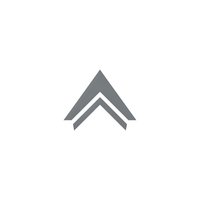 Modern minimalist arrow logo design pointing upward in gray tones isolated on white background for branding and corporate identity projects.