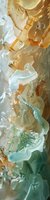 Flowing abstract waves in orange, white and mint green create dynamic fluid art texture. Marbled effect with smooth gradients and organic shapes for luxury design.
