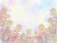 Soft watercolor floral background with golden line art flowers in pastel pink and lavender tones, perfect for wedding invitations and greeting cards.