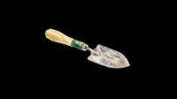 Garden trowel with wooden handle and metal blade, isolated on transparent background. Ready for clipart, print-on-demand, t-shirt design, stickers, and sublimation projects.