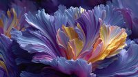 Abstract purple and orange flower petals with flowing organic forms and vibrant color gradients on dark background for modern artistic designs.