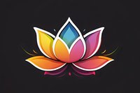 Colorful gradient lotus flower symbol with white outline on dark background, modern minimalist design for wellness and spirituality branding.