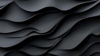 Dark wavy layers create abstract geometric pattern with smooth curved lines and shadows in monochromatic black design for modern minimalist background.