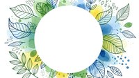 Watercolor botanical frame with hand drawn leaves and abstract elements on white background. Natural green and blue floral border for eco design projects.