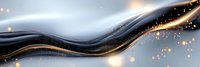 Elegant dark waves with golden sparkles and light effects on gray background, luxury abstract design element for modern sophisticated layouts.