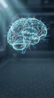 Glowing brain with neural network connections and electrical impulses floating in futuristic laboratory environment for medical research and neuroscience concepts.