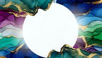 Luxurious abstract fluid art with gold foil accents and vibrant jewel tones on white background, perfect for modern design projects and branding materials.