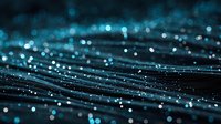 Abstract blue fiber optic cables with glowing light points creating dynamic technology background for digital communication and data transfer concepts.