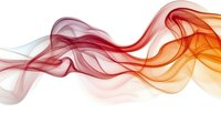 Flowing abstract red and orange smoke waves create dynamic movement against white background, suitable for modern design projects and creative layouts.