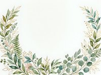 Watercolor botanical foliage frame with mixed greenery, leaves, and branches on isolated white background. Suitable for wedding invitations, greeting cards, and design projects.