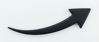 Black curved arrow pointing upward and right on white background, isolated graphic element for business presentations and growth concepts.