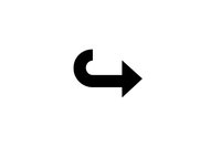 Black curved arrow pointing right on white background, isolated icon for navigation, direction, next step, or forward movement in user interface design.