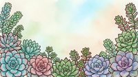 Watercolor succulent plants border frame with pastel colors on white background for botanical design projects and natural decoration elements.