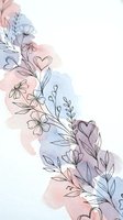 Delicate watercolor floral composition with hand-drawn botanical elements and hearts in soft pink and blue tones for romantic wedding stationery designs.