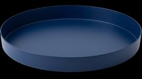 Navy blue round serving tray isolated on transparent background, ready for menu design, restaurant clipart, stickers, print on demand, and T-shirt use.