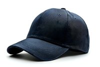 Navy blue baseball cap isolated on white background, classic curved brim design with adjustable back closure, suitable for mockup and branding projects.