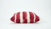 Burgundy and cream striped decorative pillow isolated on white background, ready for interior design, home decor, and furniture mockup projects.