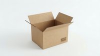 Open cardboard shipping box with flaps raised on white background, ready for packing and delivery purposes.