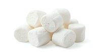 Pile of white marshmallows isolated on white background, ready for design use in confectionery, dessert, and food-related projects.