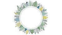 Botanical wreath frame with green leaves and foliage on white background for wedding invitations, greeting cards and decorative design projects.