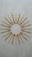 Cereal pieces arranged in a circular sunburst pattern on neutral background, isolated for design use in food photography, advertising, and creative projects.