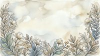 Botanical border frame with hand-drawn wildflowers and foliage on aged watercolor background, suitable for wedding invitations, stationery design, and greeting cards.