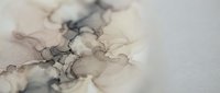 Abstract watercolor painting with flowing organic shapes in neutral tones of beige, gray and black on textured paper background for modern decor.