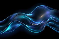 Glowing blue waves of light with smooth flowing curves create dynamic motion effect against black background, suitable for abstract technology designs.