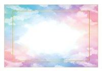 Pastel rainbow watercolor background with golden frame border for wedding invitations, greeting cards, and feminine design projects.