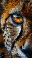 Extreme close-up of wild tiger eye with amber iris, detailed fur texture and intense gaze showing natural predator characteristics in dramatic lighting.