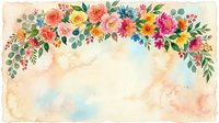 Vintage floral watercolor border with roses, dahlias, and greenery on aged cream background. Suitable for wedding invitations, greeting cards, and stationery designs.