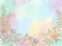 Soft pastel watercolor floral background with golden line art flowers and leaves, perfect for wedding invitations, greeting cards, and social media.