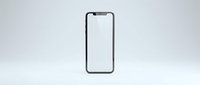 Smartphone with blank white screen isolated on white background, ready for app mockup and user interface design.