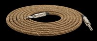 Braided guitar cable with metal connectors isolated on transparent background, ready for music equipment design, t-shirt graphics, clipart, and print-on-demand products.