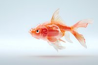 Vibrant orange goldfish swimming gracefully against light blue background, showcasing translucent fins and detailed anatomy for aquatic themes.