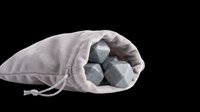 Whiskey stones in a gray velvet pouch, isolated on transparent background. Ready for print on demand, stickers, T-shirt design, clipart, and sublimation use.
