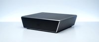 Modern black rectangular electronic device with sleek minimalist design on white background, isolated for technology and gadget concepts.