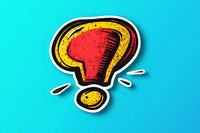 Red and yellow exclamation mark with question mark combination symbol in retro comic style on bright turquoise background, isolated with shadow effect.