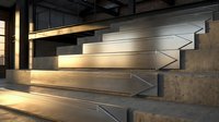 Modern concrete staircase with integrated LED lighting strips creating warm ambient glow in contemporary industrial interior architecture design.