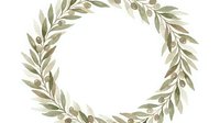 Watercolor olive branch wreath with green leaves on white background for wedding invitations, botanical designs and natural decorations.