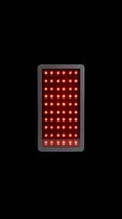 Red light therapy panel with dark gray frame and glowing LED diodes isolated on transparent background. Ready for design use on t-shirts, clipart, stickers, sublimation, and print-on-demand products.